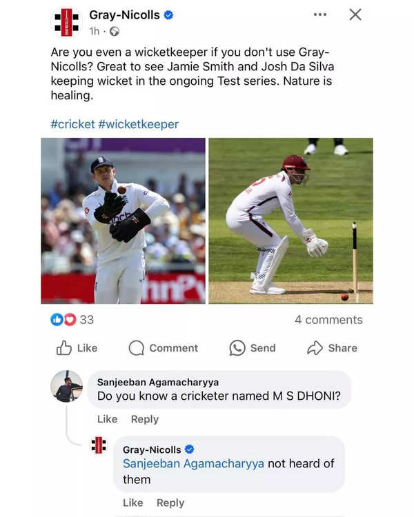 ‘Not heard of’: Gray-Nicolls faces fans’ ire after cheeky remark on MS Dhoni | Cricket News ‘Not heard of’: Gray-Nicolls faces fans’ ire after cheeky remark on MS Dhoni | Cricket News