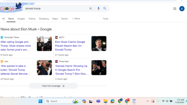 ‘Ahem Google!’: Kamala Harris headlines in Trump searches? What Elon Musk said