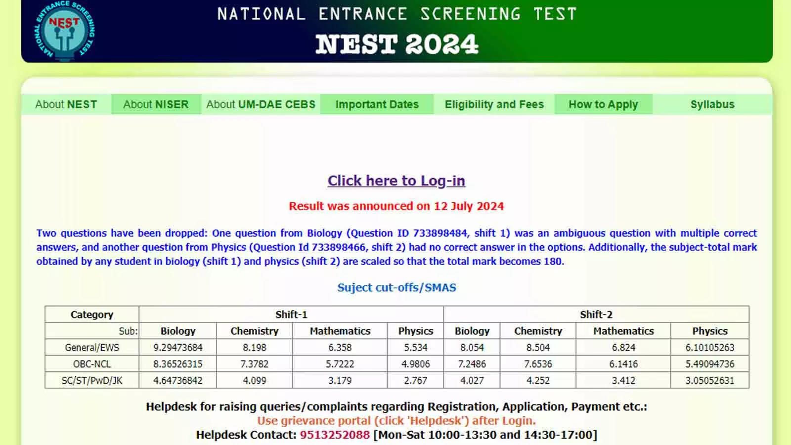 NEST 2024 Cut-Off Released at nestexam.in: Check Section-Wise Marks and Updates Here NEST 2024 Cut-Off Released at nestexam.in: Check Section-Wise Marks and Updates Here