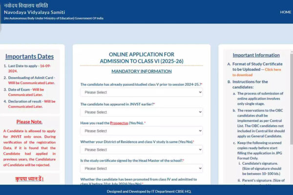JNVST Class 6 Admission 2025: Registration begins at navodaya.gov.in; check application process, eligibility, documents required, and more