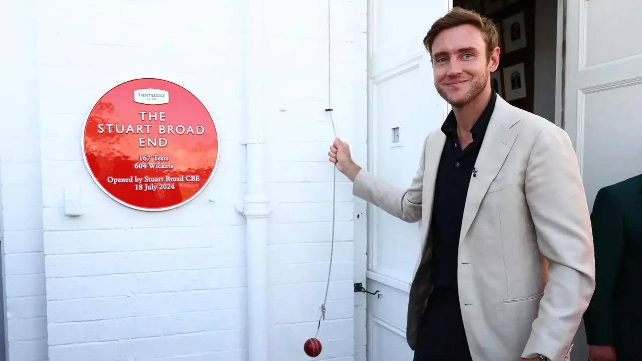 ‘The Stuart Broad End’: Legendary England pacer makes special unveiling at Trent Bridge cricket stadium. Watch | Cricket News ‘The Stuart Broad End’: Legendary England pacer makes special unveiling at Trent Bridge cricket stadium. Watch | Cricket News