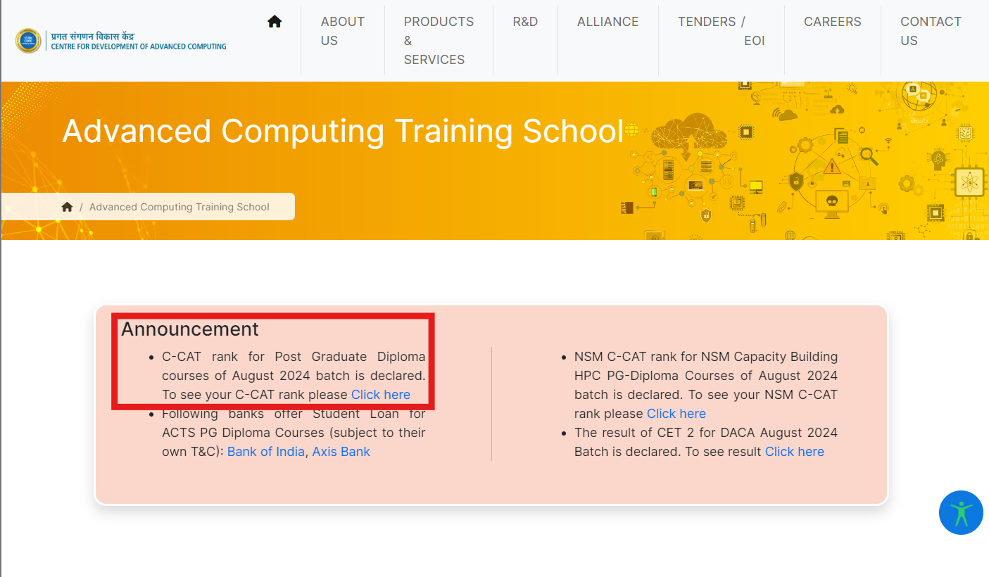 CDAC C-CAT Results 2024 announced, here’s the direct link to download rank cards: Check detailed counselling schedule CDAC C-CAT Results 2024 announced, here’s the direct link to download rank cards: Check detailed counselling schedule