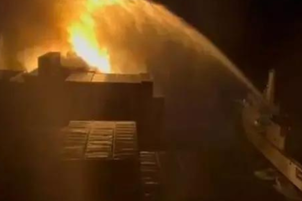 Watch: Massive fire erupts on cargo ship off Goa coast | India News