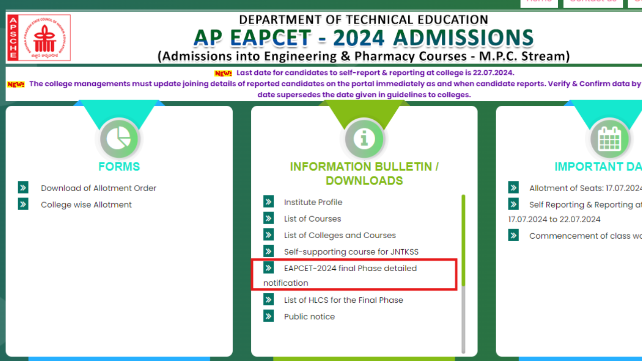 AP EAPCET 2024 final phase counselling schedule released: Check important dates, documents required, and other details here AP EAPCET 2024 final phase counselling schedule released: Check important dates, documents required, and other details here