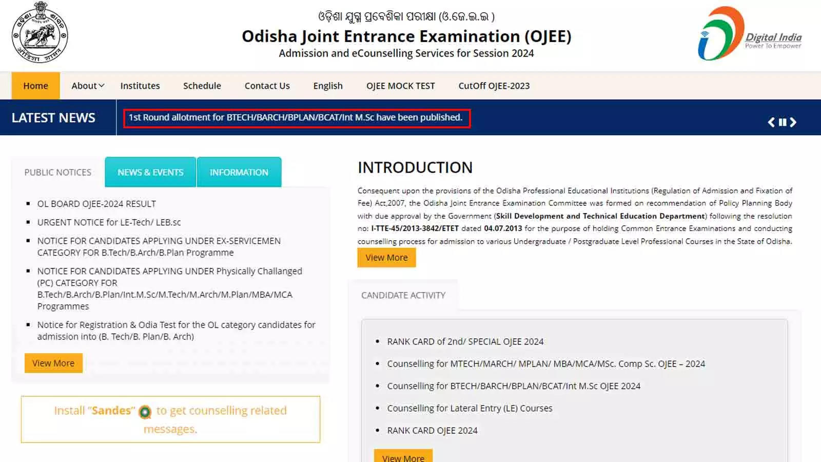 OJEE 2024 Counselling: Round 1 Seat Allotment Announced at ojee.nic.in, Download Here OJEE 2024 Counselling: Round 1 Seat Allotment Announced at ojee.nic.in, Download Here