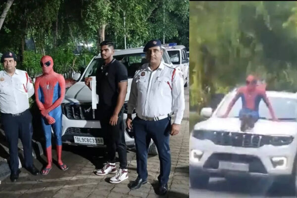 Spiderman in chappals arrested for travelling on Mahindra ScorpioN bonnet! Details Spiderman in chappals arrested for travelling on Mahindra ScorpioN bonnet! Details