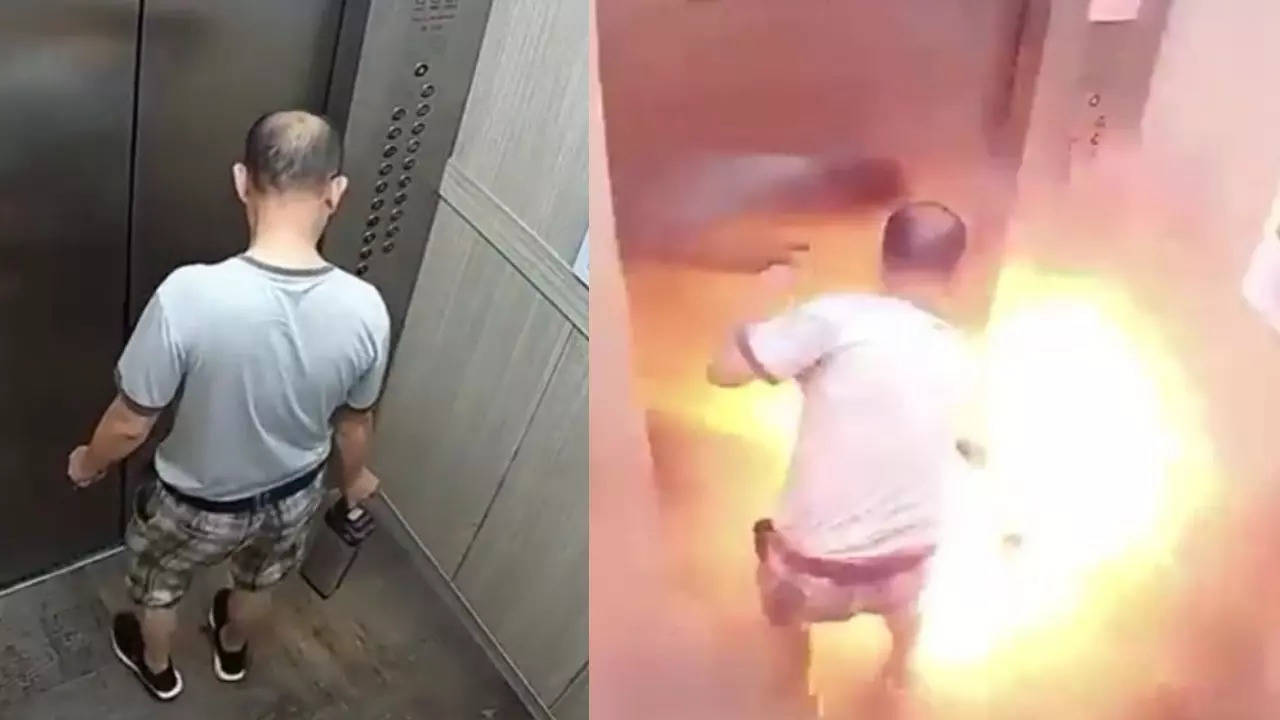 Fake info busted: Viral video shows EV battery catching fire in apartment lift Fake info busted: Viral video shows EV battery catching fire in apartment lift