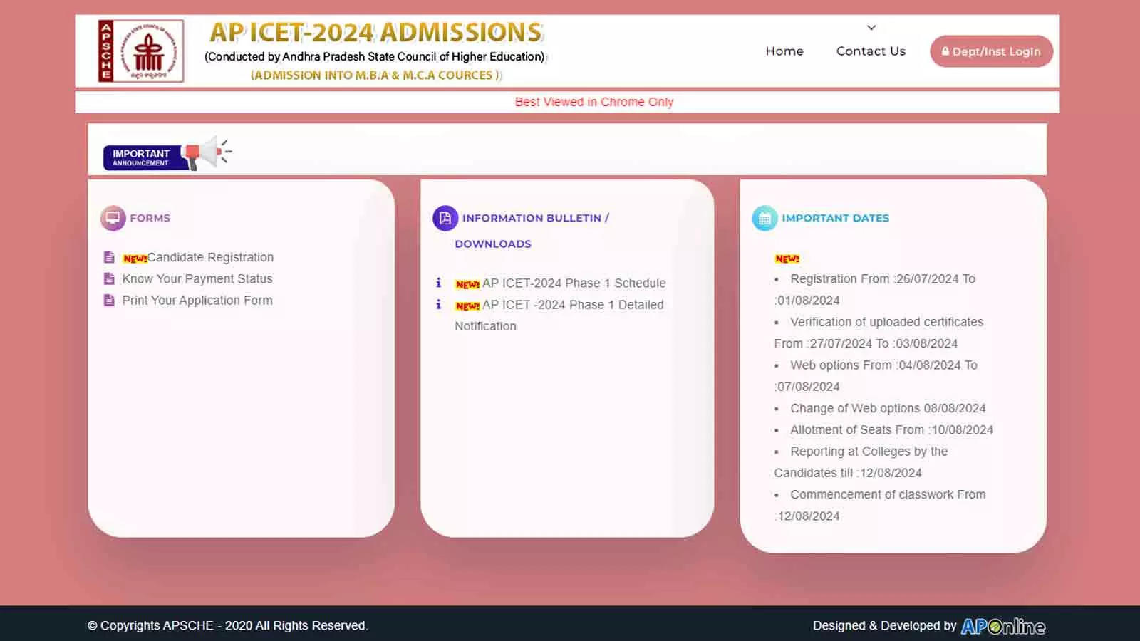 AP ICET Counselling 2024 Phase 1 registration begins at icet-sche.aptonline.in; check eligibility, important dates, documents required, and more AP ICET Counselling 2024 Phase 1 registration begins at icet-sche.aptonline.in; check eligibility, important dates, documents required, and more