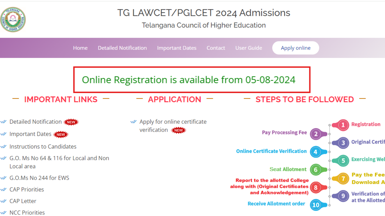 TS LAWCET Counselling schedule released: Registration begins August 5, check details here TS LAWCET Counselling schedule released: Registration begins August 5, check details here