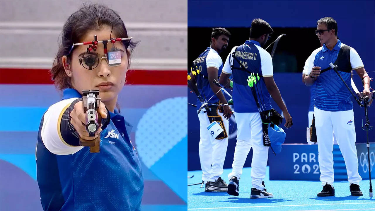 India at Olympics: Manu Bhaker in contention for another bronze; archers crumble | Paris Olympics 2024 News India at Olympics: Manu Bhaker in contention for another bronze; archers crumble | Paris Olympics 2024 News