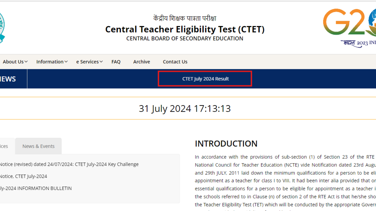 CTET July Result 2024 declared: Check direct link here