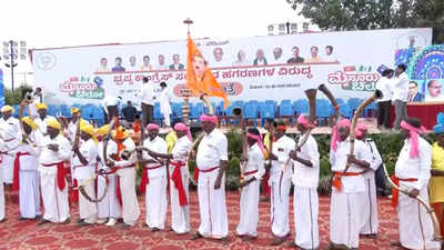Bengaluru to Mysuru on foot: BJP-JDS kicks off 10-day padayatra to protest against MUDA, Valmiki Corp ‘scams’ | Bengaluru News