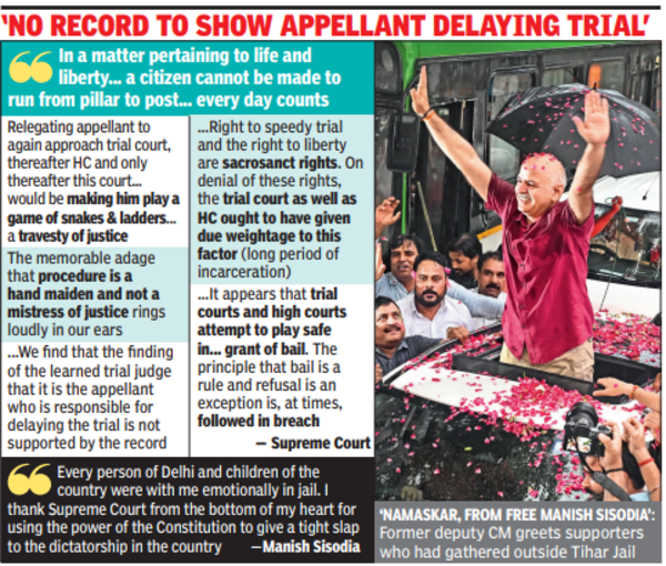SC grants Sisodia bail, says trial yet to even commence | India News SC grants Sisodia bail, says trial yet to even commence | India News