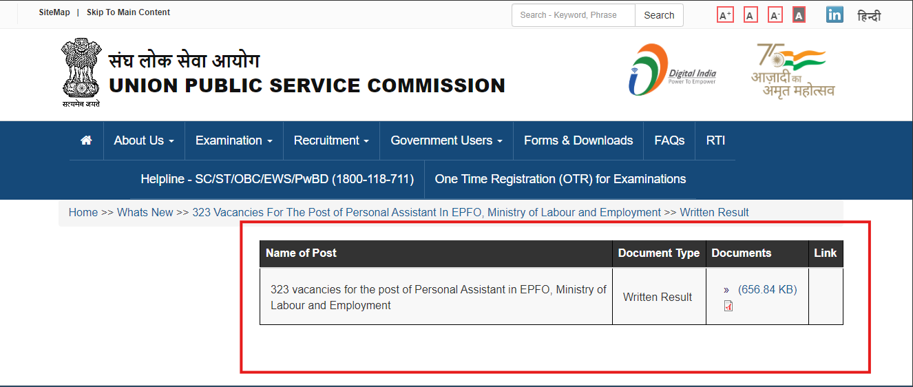 UPSC EPFO PA Result 2024 Out: Check Direct Link and Other Details UPSC EPFO PA Result 2024 Out: Check Direct Link and Other Details