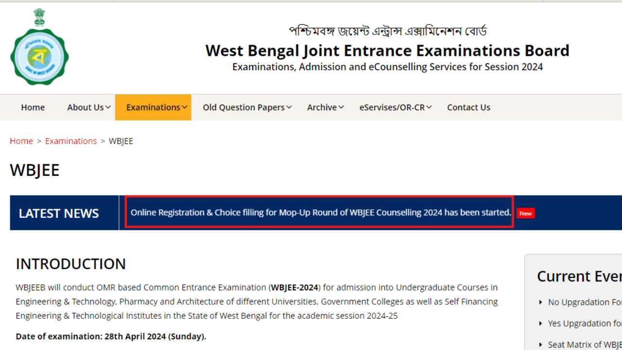 WBJEE 2024 mop-up round counselling registration begins: Check direct link here
