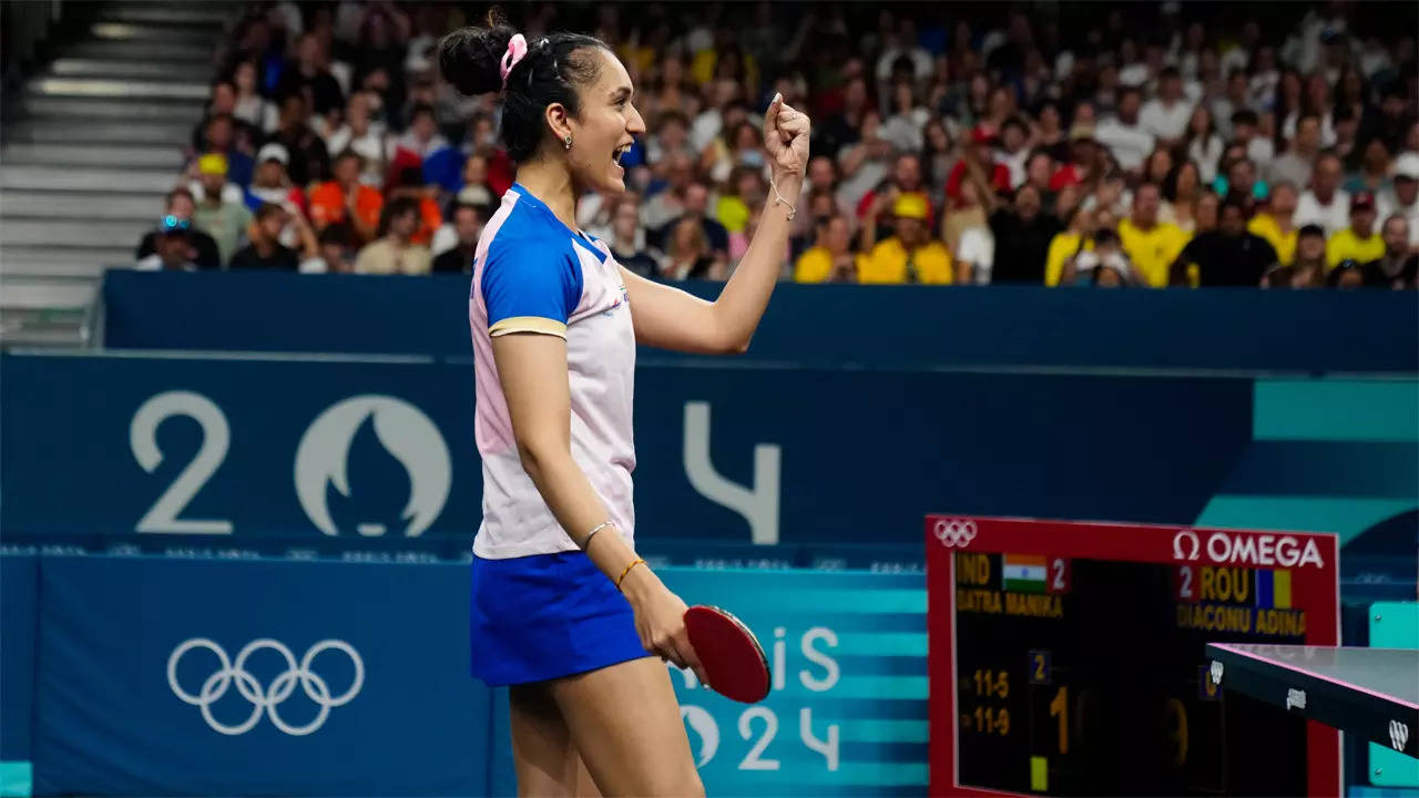 Manika Batra-led India beat Romania 3-2 to enter quarterfinals of women’s TT team event at Paris Olympics | Paris Olympics 2024 News Manika Batra-led India beat Romania 3-2 to enter quarterfinals of women’s TT team event at Paris Olympics | Paris Olympics 2024 News