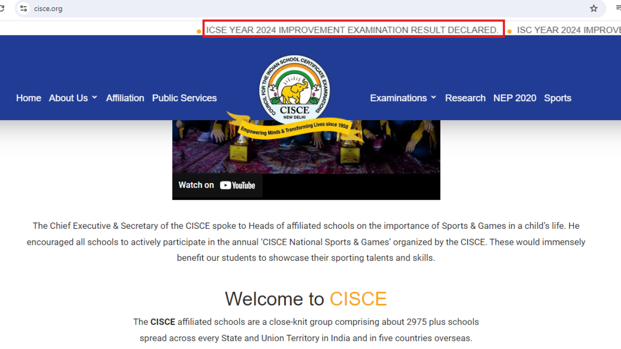 CSICE ICSE Improvement Result 2024 declared: Check direct link here