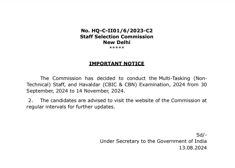 SSC MTS 2024 Exam dates announced, admit cards expected in September: Check official notice here SSC MTS 2024 Exam dates announced, admit cards expected in September: Check official notice here