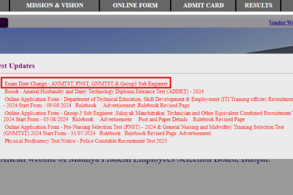 MPESB Recruitment 2024: ANMTST, PNST, GNMTST, and Group 3 Sub Engineer Exams postponed, check revised schedule here MPESB Recruitment 2024: ANMTST, PNST, GNMTST, and Group 3 Sub Engineer Exams postponed, check revised schedule here