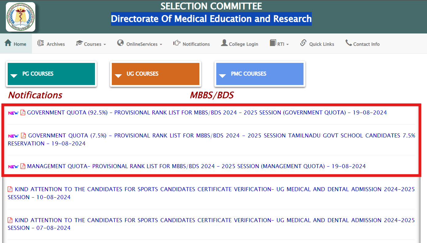 Tamil Nadu NEET UG Counselling 2024: Provisional Rank List released at tnmedicalselection.net: Here’s the direct link to check