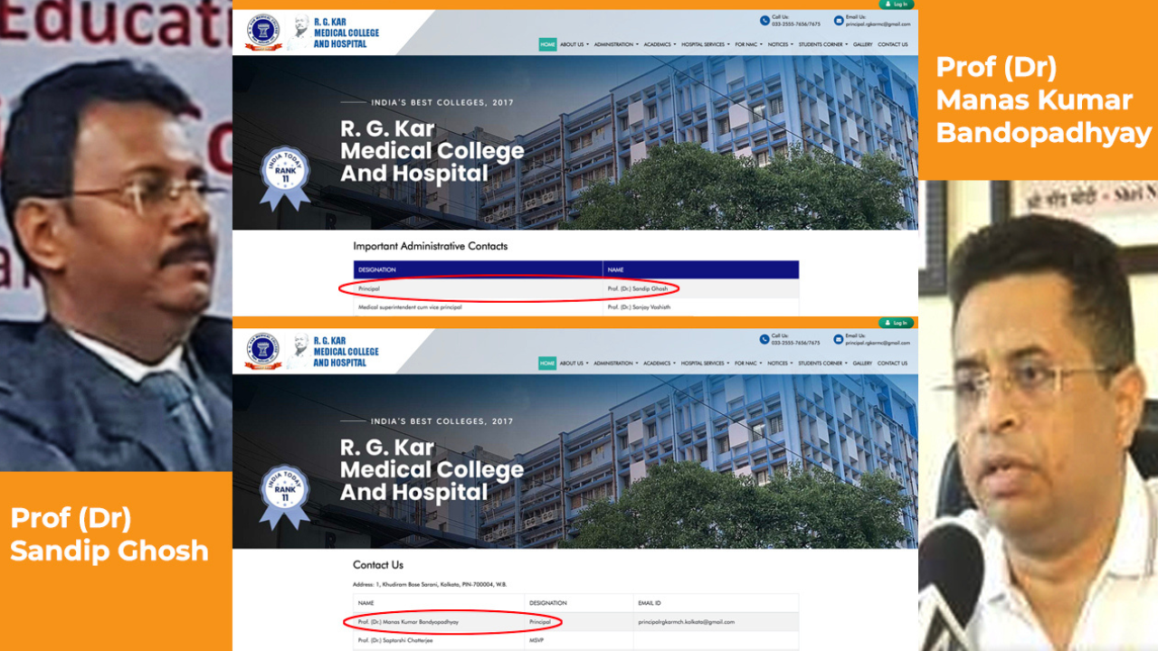 Sandip Ghosh plus 1: RG Kar Medical College site lists two principals Sandip Ghosh plus 1: RG Kar Medical College site lists two principals