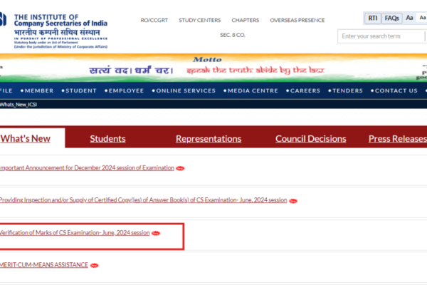 ICSI CS June 2024 Result: Marks verification registration begins tomorrow, details here