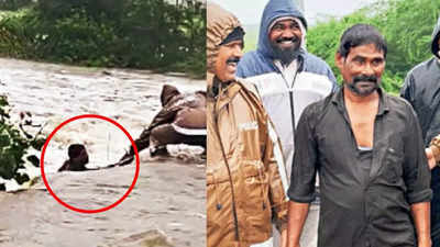 Photos | Telangana rain: How quick-thinking cops saved man from drowning | Hyderabad News
