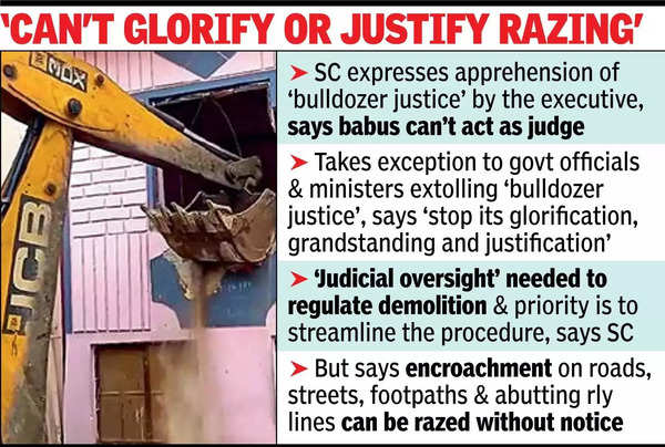 SC halts bulldozer action without its nod till October 1 | India News SC halts bulldozer action without its nod till October 1 | India News