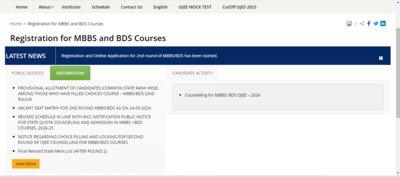 Odisha NEET UG 2024 counselling round 2 provisional lists out at ojee.nic.in: Direct link to check here Odisha NEET UG 2024 counselling round 2 provisional lists out at ojee.nic.in: Direct link to check here