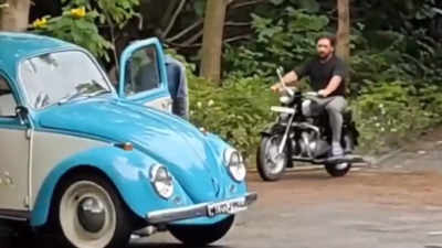 Viral video: Long-haired MS Dhoni spotted riding bike in slippers, taking u-turn in style Viral video: Long-haired MS Dhoni spotted riding bike in slippers, taking u-turn in style