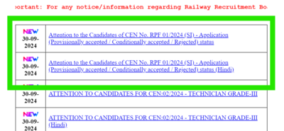 RPF Sub-Inspector Application Status 2024 released for various regions: Direct link, steps to check