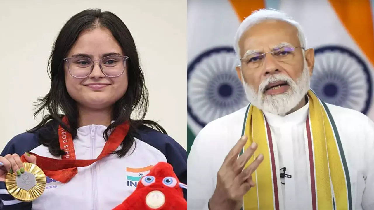 PM Narendra Modi congratulates Avani Lekhara in telephonic conversation on gold medal win at Paris Paralympics | Paris Paralympics News PM Narendra Modi congratulates Avani Lekhara in telephonic conversation on gold medal win at Paris Paralympics | Paris Paralympics News