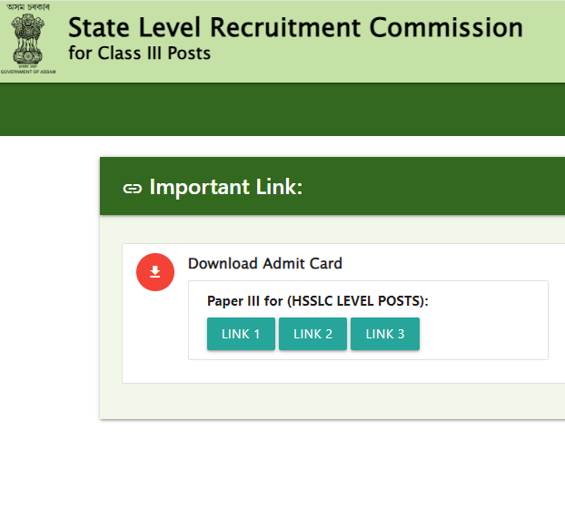 Assam SLRC recruitment 2024: Grade 3 exam admit card released for 7600 posts, direct link to download here Assam SLRC recruitment 2024: Grade 3 exam admit card released for 7600 posts, direct link to download here