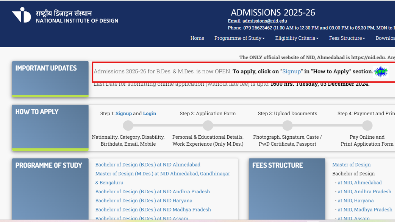 NID DAT 2025 registration process begins: Check direct link here NID DAT 2025 registration process begins: Check direct link here