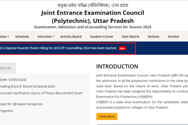 JEECUP Counselling 2024 round 6 choice filling process begins: Check details here JEECUP Counselling 2024 round 6 choice filling process begins: Check details here