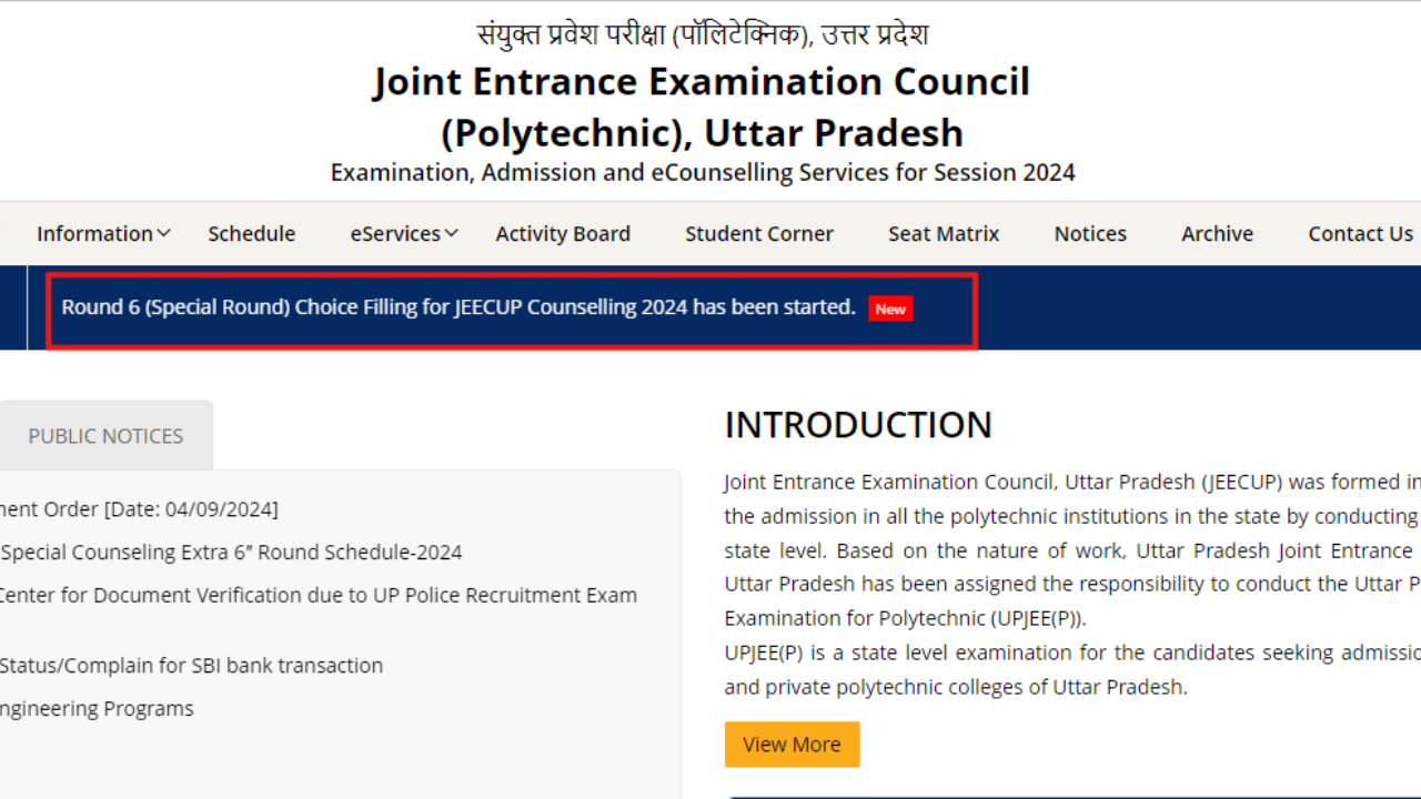 JEECUP Counselling 2024 round 6 choice filling process begins: Check details here JEECUP Counselling 2024 round 6 choice filling process begins: Check details here