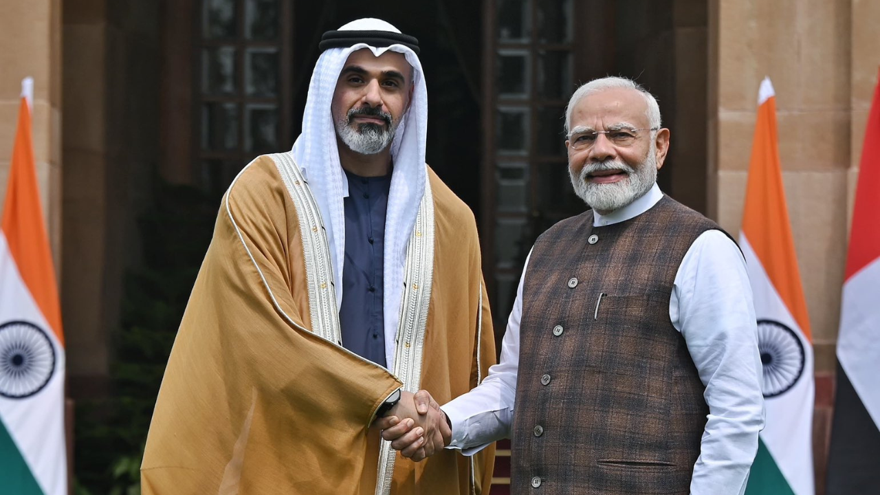 PM Modi meets Abu Dhabi Crown Prince at Hyderabad House | India News PM Modi meets Abu Dhabi Crown Prince at Hyderabad House | India News
