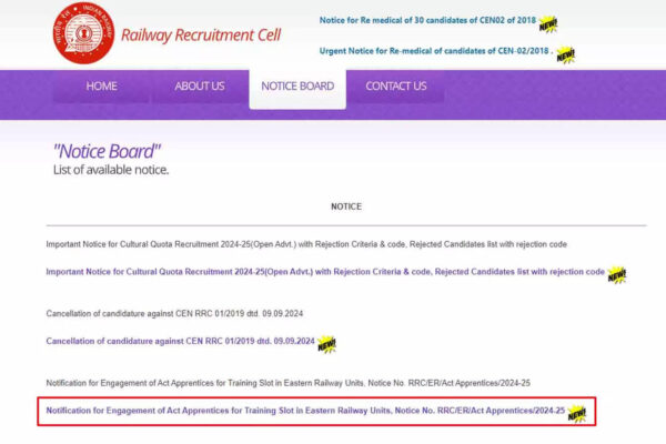 RRC ER Apprentice Recruitment 2024: Notice for 3115 vacancies released at rrcer.org, application from Sep 24 RRC ER Apprentice Recruitment 2024: Notice for 3115 vacancies released at rrcer.org, application from Sep 24