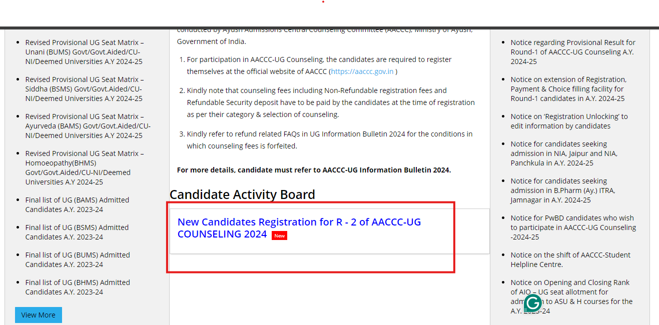 AYUSH NEET UG counselling round 2 registration starts at aaccc.gov.in: Direct link to apply here