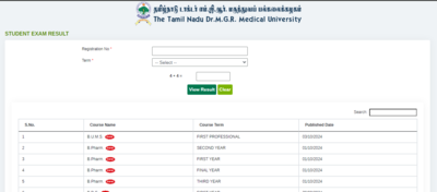 Dr. MGR Medical University result 2024 released for various programmes at tnmgrmu.ac.in: Direct link here Dr. MGR Medical University result 2024 released for various programmes at tnmgrmu.ac.in: Direct link here