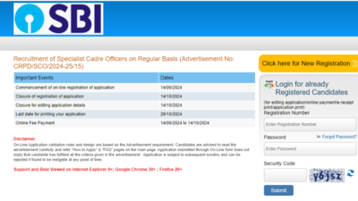 SBI SCO Recruitment 2024 registration date extended till October 14, check direct link here