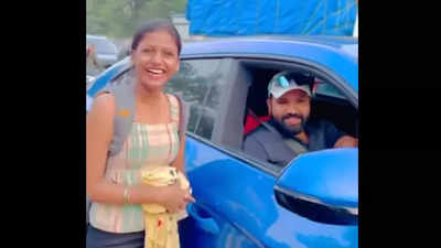 Rohit Sharma delights a female fan with ‘birthday wish’ on Mumbai street – Watch | Off the field News