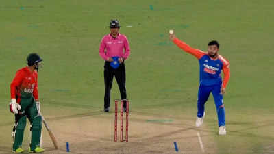 Riyan Parag tries absurd bowling style, bowls rare no-ball – WATCH | Cricket News Riyan Parag tries absurd bowling style, bowls rare no-ball – WATCH | Cricket News
