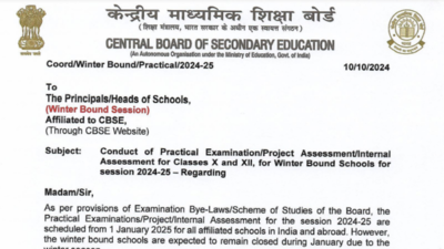 CBSE Class 10, 12 practical exams 2025 for winter-bound schools to begin on November 5, check details here CBSE Class 10, 12 practical exams 2025 for winter-bound schools to begin on November 5, check details here