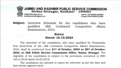 JKPSC CCE 2023 interview schedule released at jkpsc.nic.in: Check official notice here | JKPSC CCE 2023 interview schedule released at jkpsc.nic.in: Check official notice here |