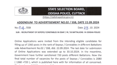 Odisha police constable recruitment 2024: Vacancies increased to 2,080, check details here |