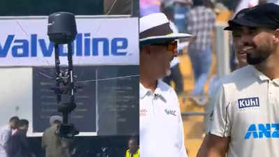 Watch: How spider-cam glitch led to early lunch on Day 2 in India vs New Zealand 3rd Test | Cricket News